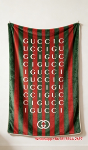 Gucci Red & Green Stripe throw Blanket Gucci Web Stripe Monogram IMG_2675